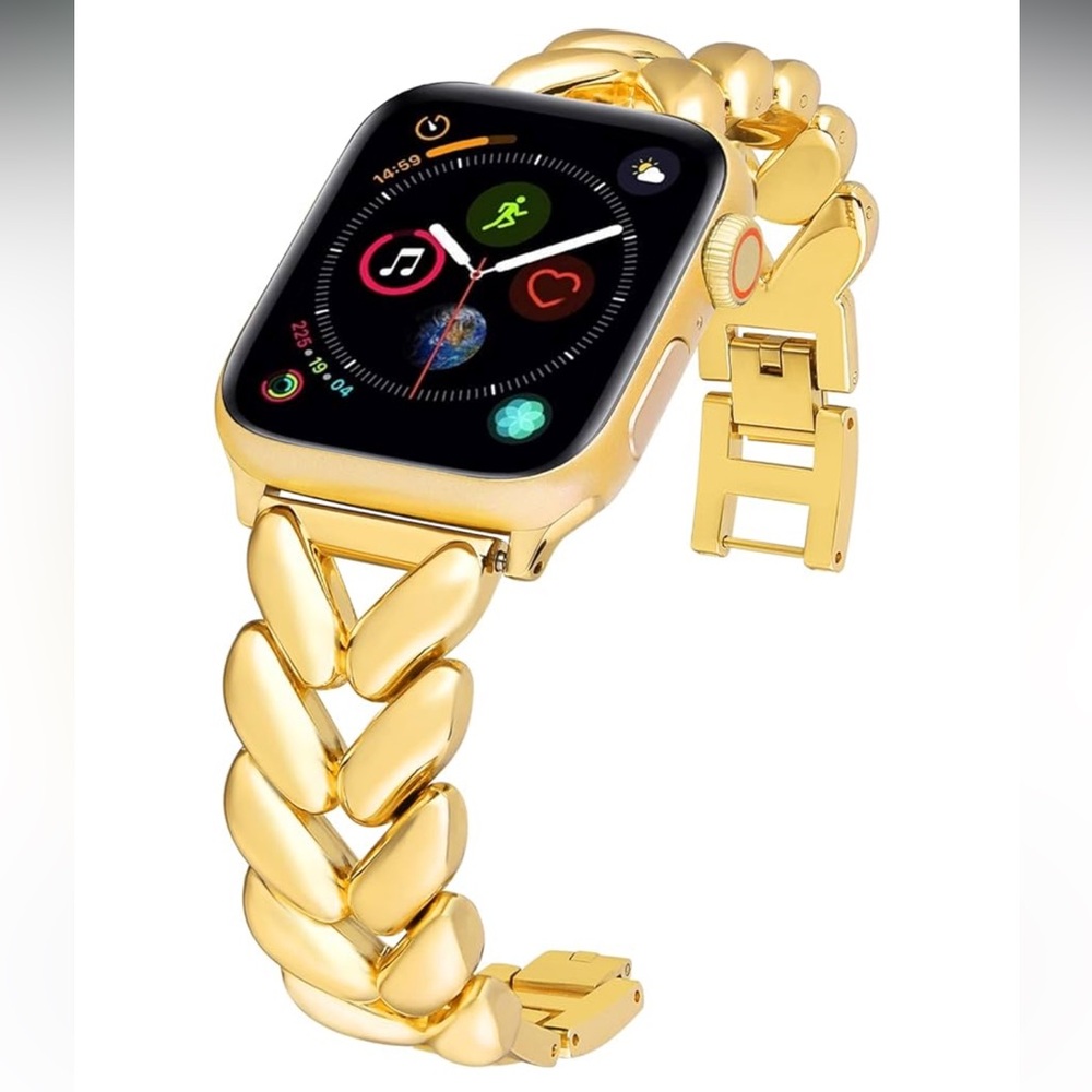 Apple watch strap 42mm 44mm 45mm cuban yellow gold stainless PVD plated iwatch